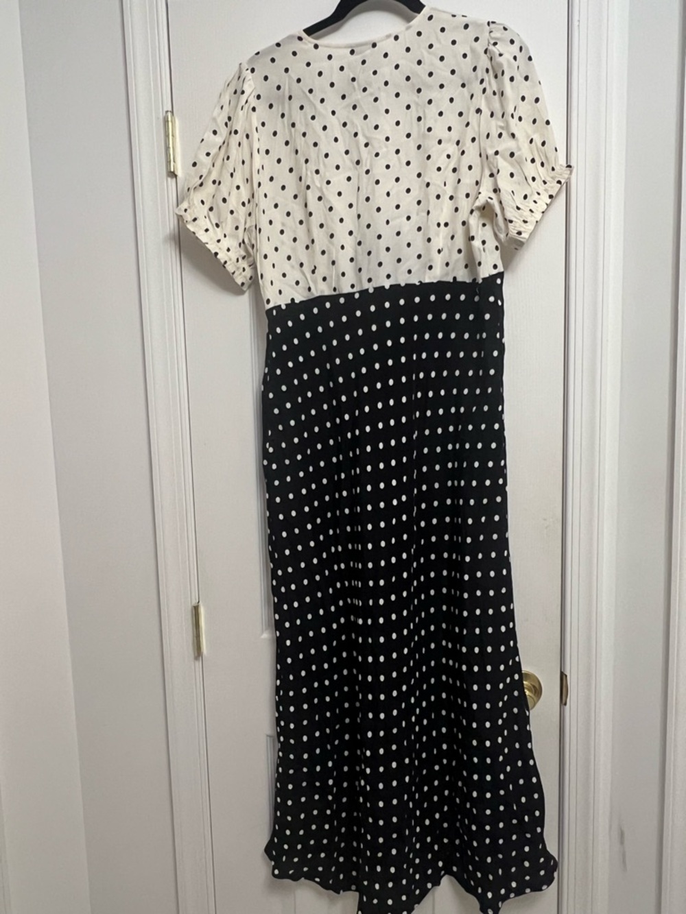 A New Day | Polka Dot V-Neck Midi Dress in Black and Cream - Picture 4 of 13
